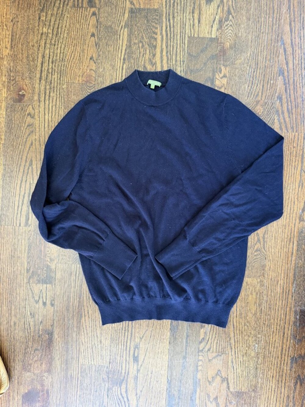 Sid Mashburn Navy Mock Neck Wool Sweater Mens L